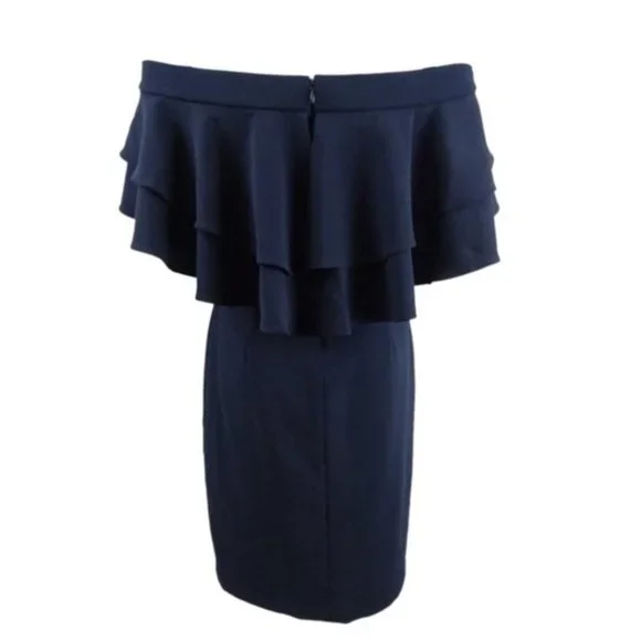 NWT Lauren Ralph Lauren Tiered Ruffle Overlay Sheath Dress - Picture 4 of 6